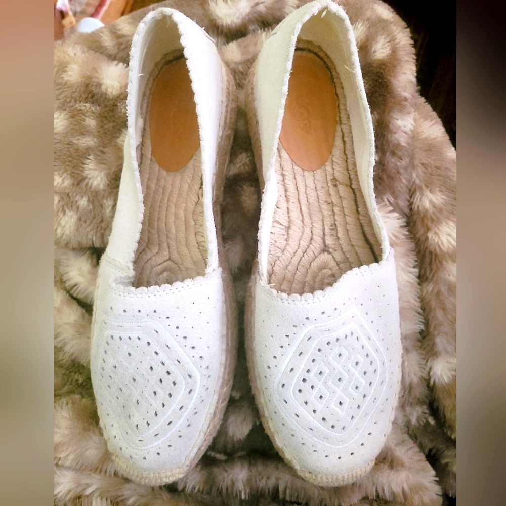 UGG Women's Cream Espadrille Suede Shoes